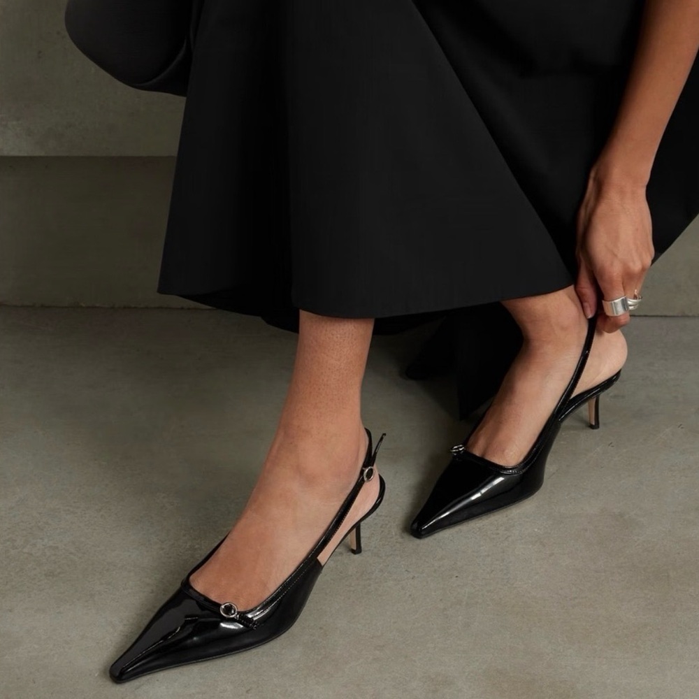 Aeyde Saba Buckled Slingback Heels Black